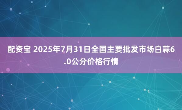 配资宝 2025年7月31日全国主要批发市场白蒜6.0公分价格行情